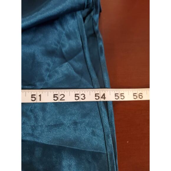 Vtg Victorias Secret Gold Label Satin Lace Maxi Chemise Slip Dress Size M Blue - Picture 12 of 12